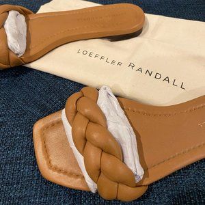 Loeffler Randall plait-strap leather sandals, brown